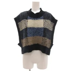 ビームスハート BEAMS HEART シャギーニット プルオーバーベスト チェック柄 ベロア 紺 ネイビー ブラウン ホワイト 白  /KR ■YHS12