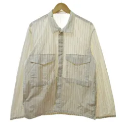 グリーンレーベルリラクシング ユナイテッドアローズ green label relaxing シャツ ジャケット ストライプ リネン混 麻混 L 白 1217 ■YHS5