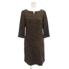 23区 オンワード樫山 ワンピース 38 シルク混 モヘヤ混 ひざ丈 長袖 茶 ブラウン /AE ■YHS12