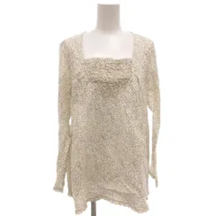 ピンクハウス PINK HOUSE 美品 カットソー ブラウス 長袖 リボン スクエアネック オフホワイト 白 花柄 /KR ■YHS12