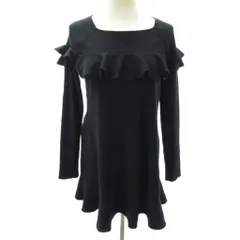 トゥービーシック TO BE CHIC 美品 フリル ニット ワンピース ひざ丈 黒 ブラック 2 約M