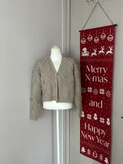 ザラ ニット 刺繍 カーディガン ベージュ