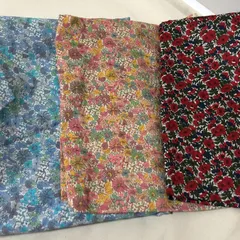 H819　LIBERTY　リバティ　花柄　薄手生地　3枚セット　ブルー　オレンジ　レッド　フラワープリント