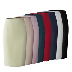 タイトスカート 無地 ハイウエスト ミドル丈 ８色 l0448