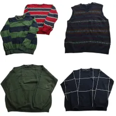 古着卸 まとめ売り ブランドMIX 柄 セーター 5枚セット (メンズ XL ) ノーティカ トミーヒルフィガー ベスト ボーダー 中古 古着 ND6790