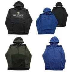 古着卸 まとめ売り アンダーアーマー フード付き ジャージ 5枚セット (メンズ S /M ) フルジップ ブラック 中古 古着 ND6874