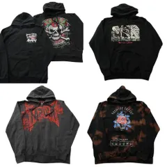 古着卸 まとめ売り Y2K スカル スウェット 5枚セット (メンズ M /L /XL ) ジップパーカー タイダイ 中古 古着 ND7017