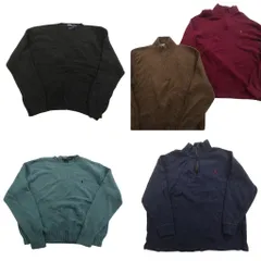 古着卸 まとめ売り ラルフローレン セーター MIX 5枚セット (メンズ 2XL ) 90s ハーフジップ クルーネック 中古 古着 ND6832