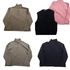 古着卸 まとめ売り ラルフローレン セーター MIX 5枚セット (メンズ 2XL ) 90s ハーフジップ ベスト ケーブル編み 中古 古着 ND6831