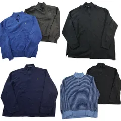 古着卸 まとめ売り ラルフローレン セーター 6枚セット (メンズ 2XL /4XL ) ハーフボタン ボーダー ワンポイント ニット 中古 古着 ND6820