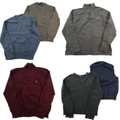 古着卸 まとめ売り ラルフローレン セーター 6枚セット (メンズ M ) ベスト ワンポイント Ｖネック ハーフジップ 中古 古着 ND6818