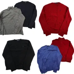 古着卸 まとめ売り ラルフローレン セーター 6枚セット (メンズ L ) リブニット ハーフジップ Ｖネック ワンポイント 中古 古着 ND6817