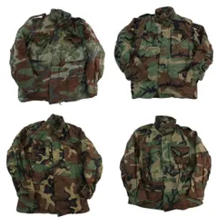 古着卸 まとめ売り 米軍実物 M-65 フィールドジャケット 3rd ミリタリー 4枚セット (メンズ S ) ウッドランドカモ 中古 古着 ND7346