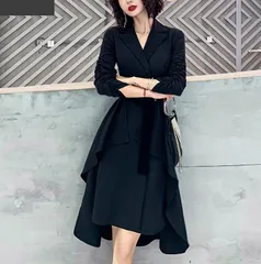 ジャケットドレス バックロング☆パーティードレス【2色】七分