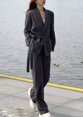 ジャケット セットアップ カジュアル パンツスーツ 長袖 3色