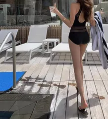 ショルダーネック オープンバック 水着 シースルー セクシー