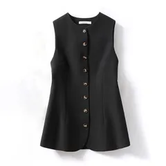 ジレ コート ミディアム ノーカラー ジレベスト ロングベスト