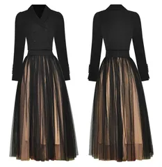 チュール切替ワンピースドレスエレガント  パーティードレス