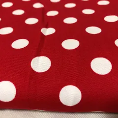 H846　レッド×ホワイト　ドット柄　生地　2.5ｍ　水玉　赤　布　布地　110×250cm
