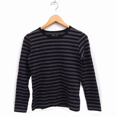 アニエスベー agnes b. ボーダー柄 Tシャツ カットソー 長袖 コットン 綿 ブラック 黒 チャコール /FT20