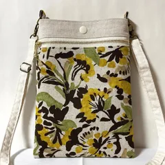 スマホポシェット LLサイズ ワイルドフラワーズ イエロー  ショルダーストラップ付き
