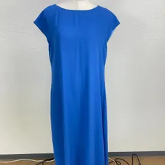 ノースリーブ ワンピース ロング丈 ブルー ノーブランド きれいめ シンプル20250911-0006