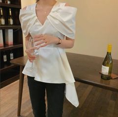 タグ付き Maglia Plus マリアプラス パワーショルダーブラウス 日本製 