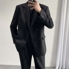 スーツ セットアップ ジャケット パンツ シンプル 無地 3色 韓国