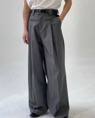 CS】Cross tuck drape slacks (charcoal) - メルカリ