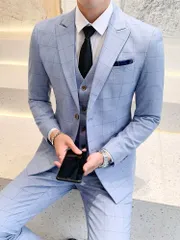 スリーピース チェック柄 ジャケット ベスト パンツ ２色 m0955