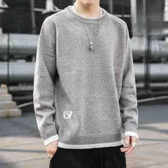 セーター メンズ トップス 長袖 丸首 インナーセーター 無地 モノトーン 定番 シンプル 秋 冬 ゆったり 保温 プルオーバー
