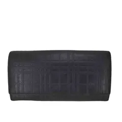 バーバリー BURBERRY エンボスチェック レザー長財布 がま口 メンズ 表記無 