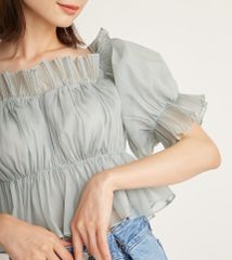 RANDA】シャーリングオフショルダートップス WEB限定カラーミント