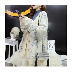 トップス レディース カーディガン ニット 長袖 ロング 星 バイカラー 大きい ゆったり フェミニン