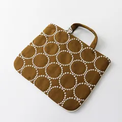 未使用 2024-25AW ミナペルホネン mina perhonen tambourine レッスンバッグ＼カーキ 刺繍 トートバッグ ウール【2400014812565】