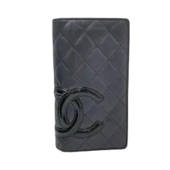 CHANEL(シャネル) 長財布 カンボンライン 黒 レザー、ラムスキン