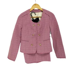 バナナリパブリック BANANA REPUBLIC チェック柄 ツイード調  ノーカラージャケット  スカート セットアップ レディース  2