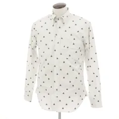 【中古】ブラックフリースバイ ブルックスブラザーズ BLACK FLEECE BY Brooks Brothers ジャカードロゴ ストライプ コットン ボタンダウンシャツ ホワイトxブラック【サイズBB2】【メンズ】