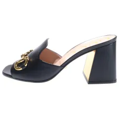 GUCCI (グッチ) ホースビット オープントゥ ヒール サンダル ブラック 655412 レディース