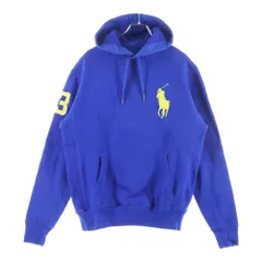 RALPH LAUREN (ラルフローレン) フロントロゴ刺繍 スウェットプルオーバーパーカー コットン ブルー