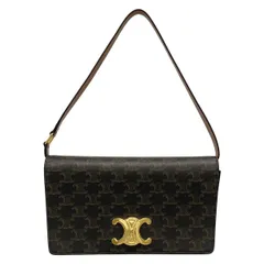 CELINE(セリーヌ) ショルダーバッグ - 黒×ブラウン ストラップ着脱可 レザー