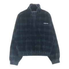 adidas (アディダス) コーデュロイ タータン ハーフジップハイネックトップ ネイビー/グリーン レディース IX1054