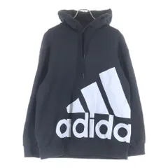 adidas (アディダス) ロゴプリント プルオーバースウェットパーカー フーディー ブラック JP4625