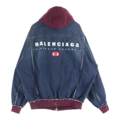 BALENCIAGA (バレンシアガ) 25SS PATCHED DENIM JACKET ドッキング加工 ジップアップフーデッド デニムジャケット インディゴ/レッド 824304 TRW62のサムネイル