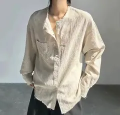 ラウンドカラー シャツ 韓国 きれいめ カジュアル ユニセックス
