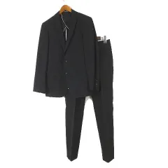 パーソンズ PERSON'S フォーメン FOR MEN スーツ シングル セットアップ ジャガード ストライプ ウール 2ボタン ジャケット パンツ YA7 黒 ブラック