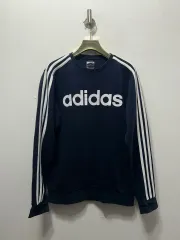 アディダス 3本線 ロゴ スウェット ネイビー M