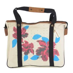 DIESEL ディーゼル 花柄 帆布 キャンバス ラージサイズ トートバッグ オフホワイト系【中古】