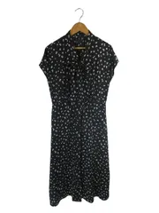 インデックス INDEX ワンピース シャツ ノースリーブ ロング ドット柄 リボン ブラック サイズM QQQ