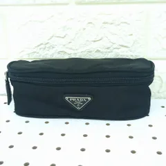 プラダ サテン ナイロン ミニ ポーチ コスメケース ブラック イタリア製